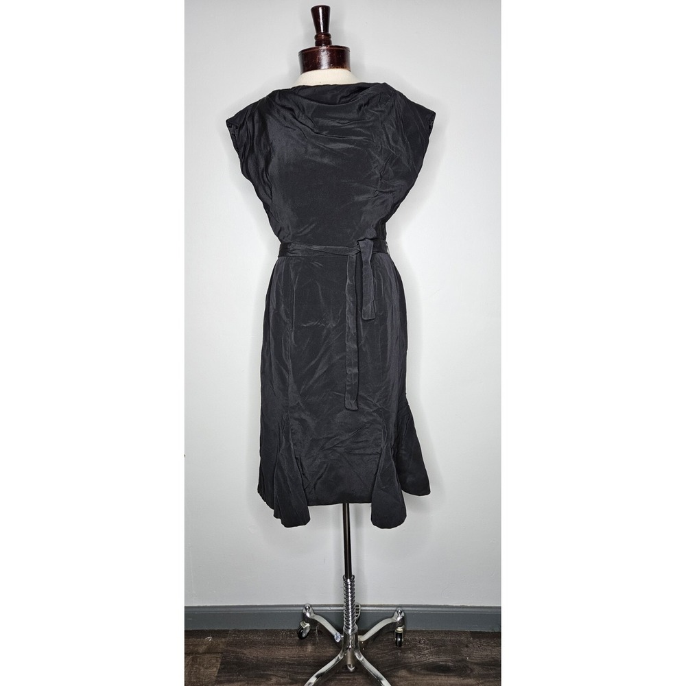 VTG 1960s Parade New York Union Made Black Chiffon Cocktail Dress M